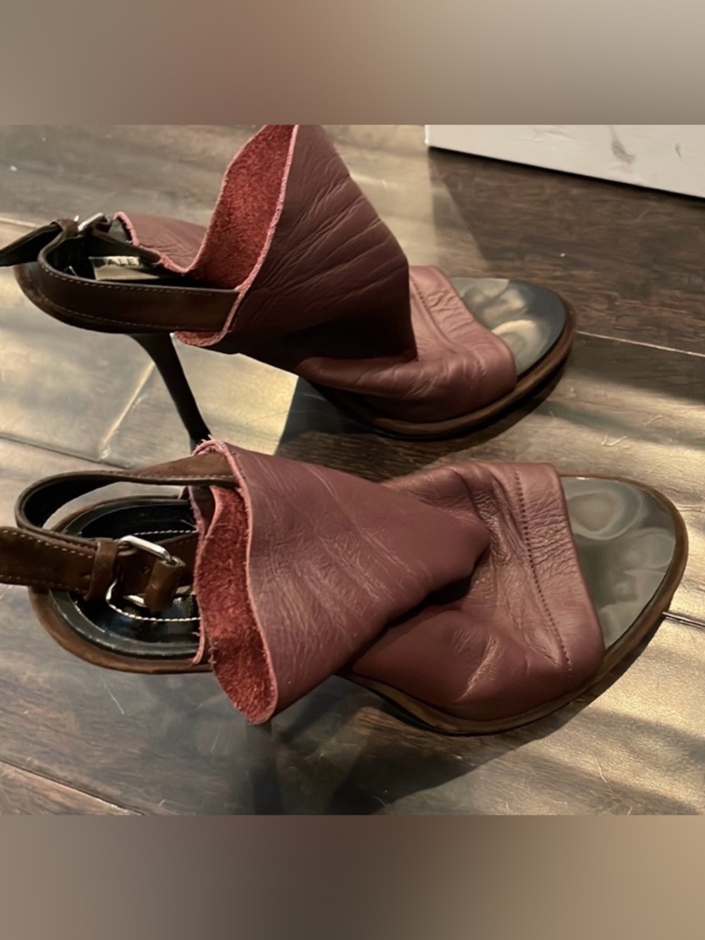 Balenciaga Women's Rogue Aubergine/Fond Leather Slingback Heels size 7 - Picture 6 of 6